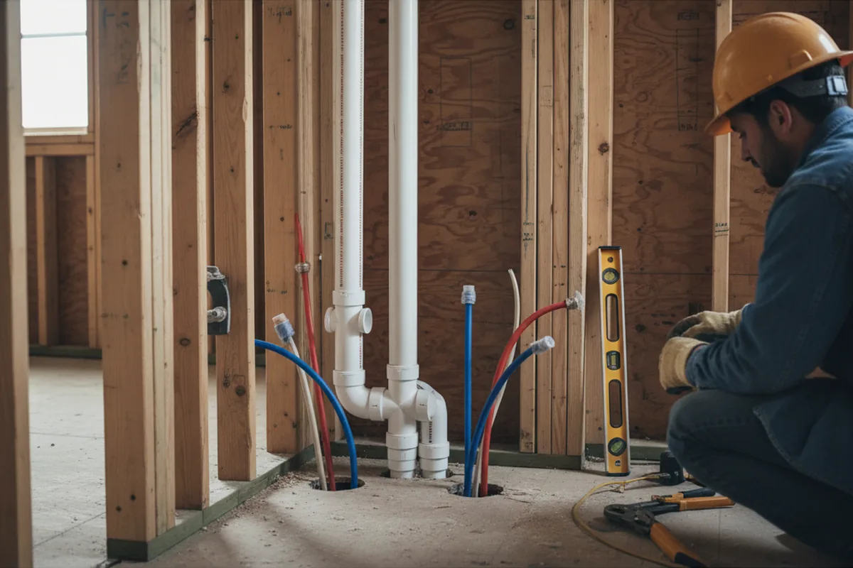 Drain and supply rough-in during Sump Pump Repair in Parker